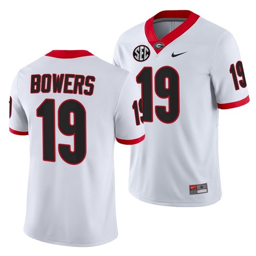 Georgia Bulldogs #19 Brock Bowers White College Football Stitched Jersey